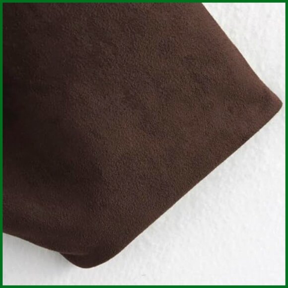 Faux Suede Bomber Jacket Lightweight Batwing Sleeve Oversized Coat - Picture 5 of 7